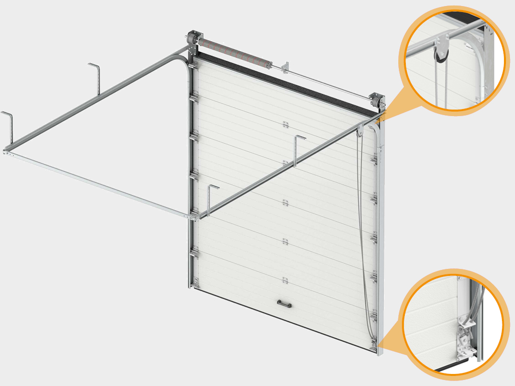 Yangi sektsion eshiklar matosini ko‘tarish tizimi – qo‘l ipli tormoz. Kichik eshiklar uchun qo‘l zanjirli tormozga qaraganda yanada iqtisodiy jihatdan samarali qo‘l boshqaruvi yechimi taklif etiladi.